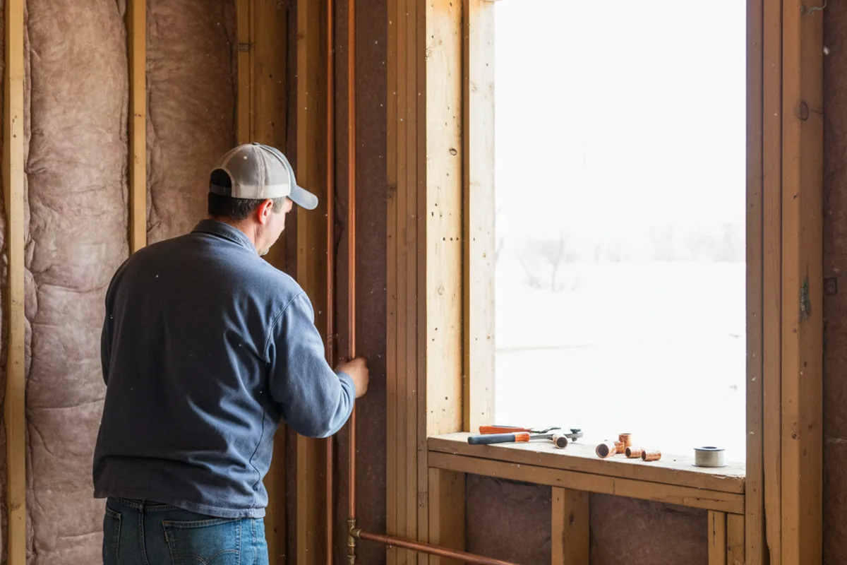 Licensed plumber running new copper supply lines in a Garland home