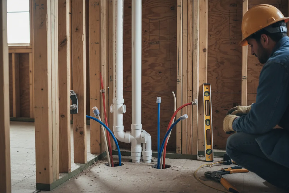 Drain and supply rough-in during Sump Pump Repair in Garland